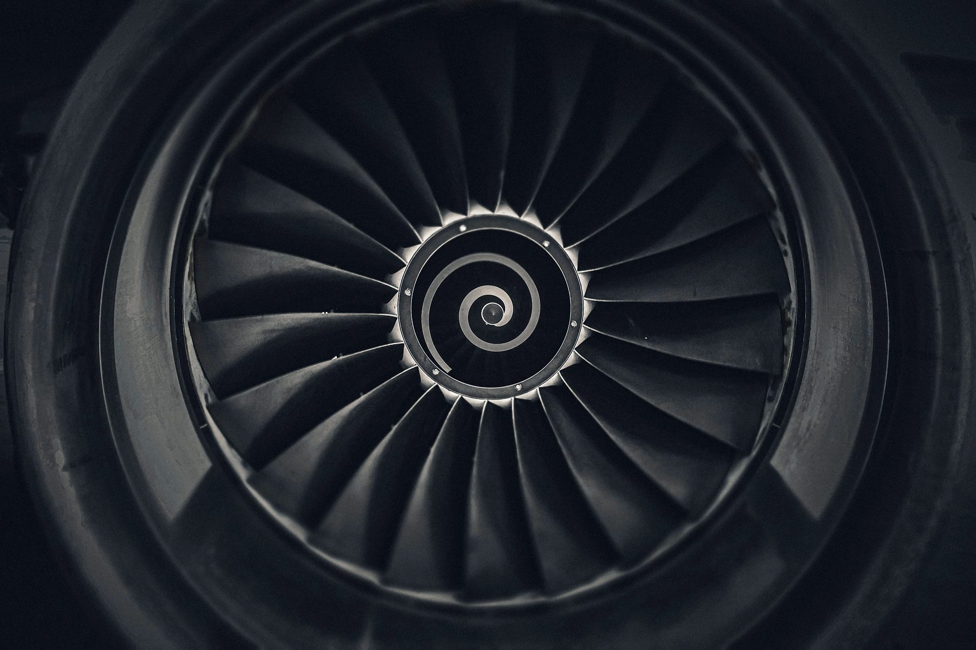 A turbine fan, head on