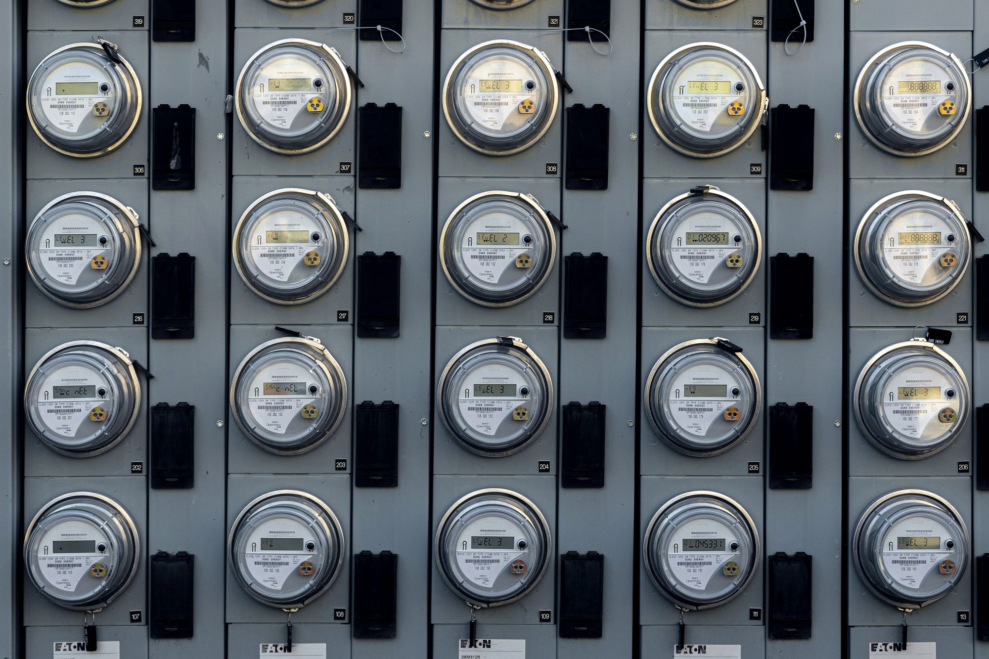 Rows of electricity meters
